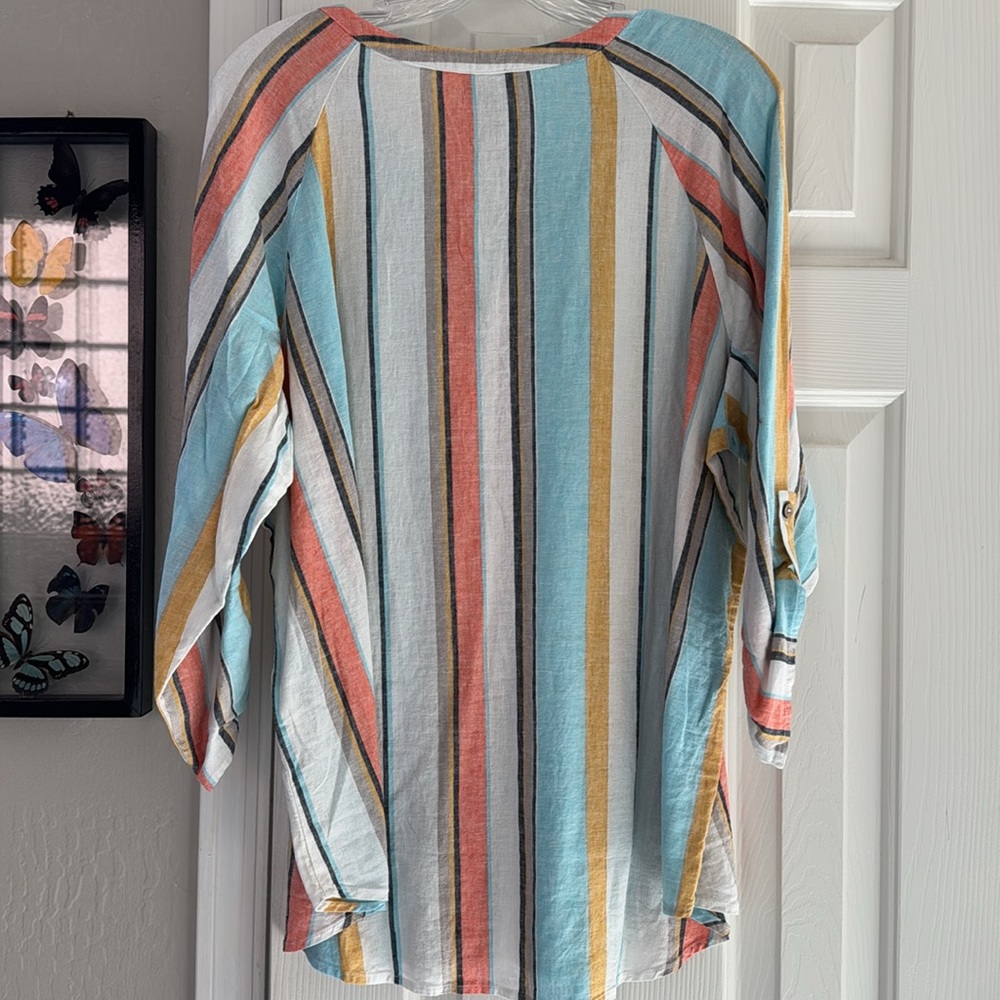 Chico’s NEW Linen Striped Tunic - Picture 4 of 4